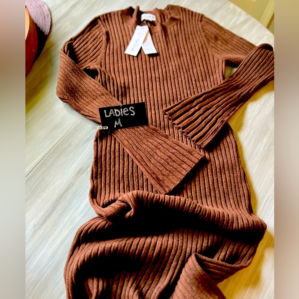 Flattering chocolate brown sweater dress